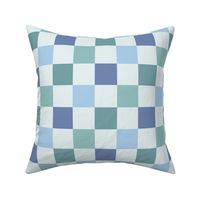 (L) Multi Color Checkerboard – Blues and Greens - Large