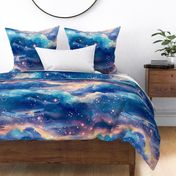 Jumbo Dreamy Fantasy Sky With Stars And Clouds Illustration