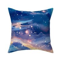 Jumbo Dreamy Fantasy Sky With Stars And Clouds Illustration