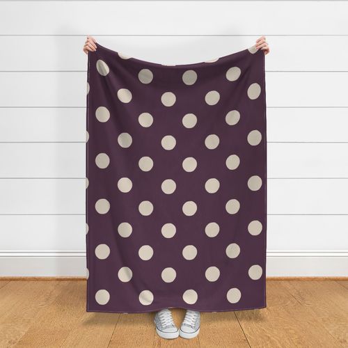 4 inch Polka Dots Deep Purple and Cream Pantone Italian Plum and White Swan