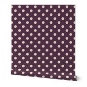 4 inch Polka Dots Deep Purple and Cream Pantone Italian Plum and White Swan