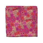 70s retro flowers - pink and purple