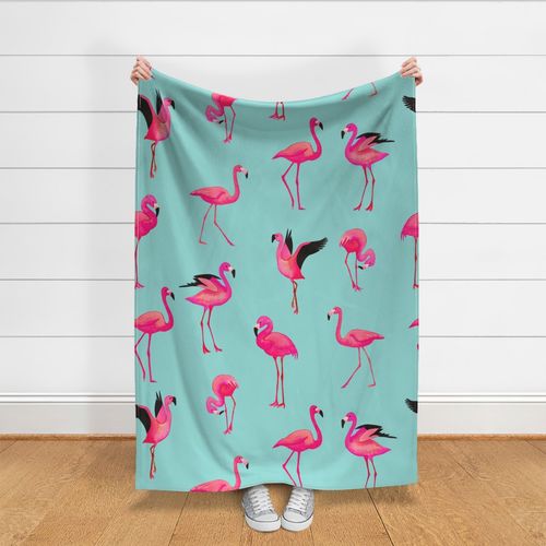 Flamingo Flamboyance - Sky Blue - Large scale