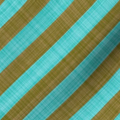 Diagonal Linen Stripe - Brown Turquoise
