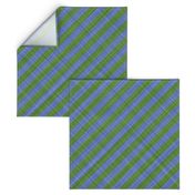 Diagonal Linen Stripe - Green Blue