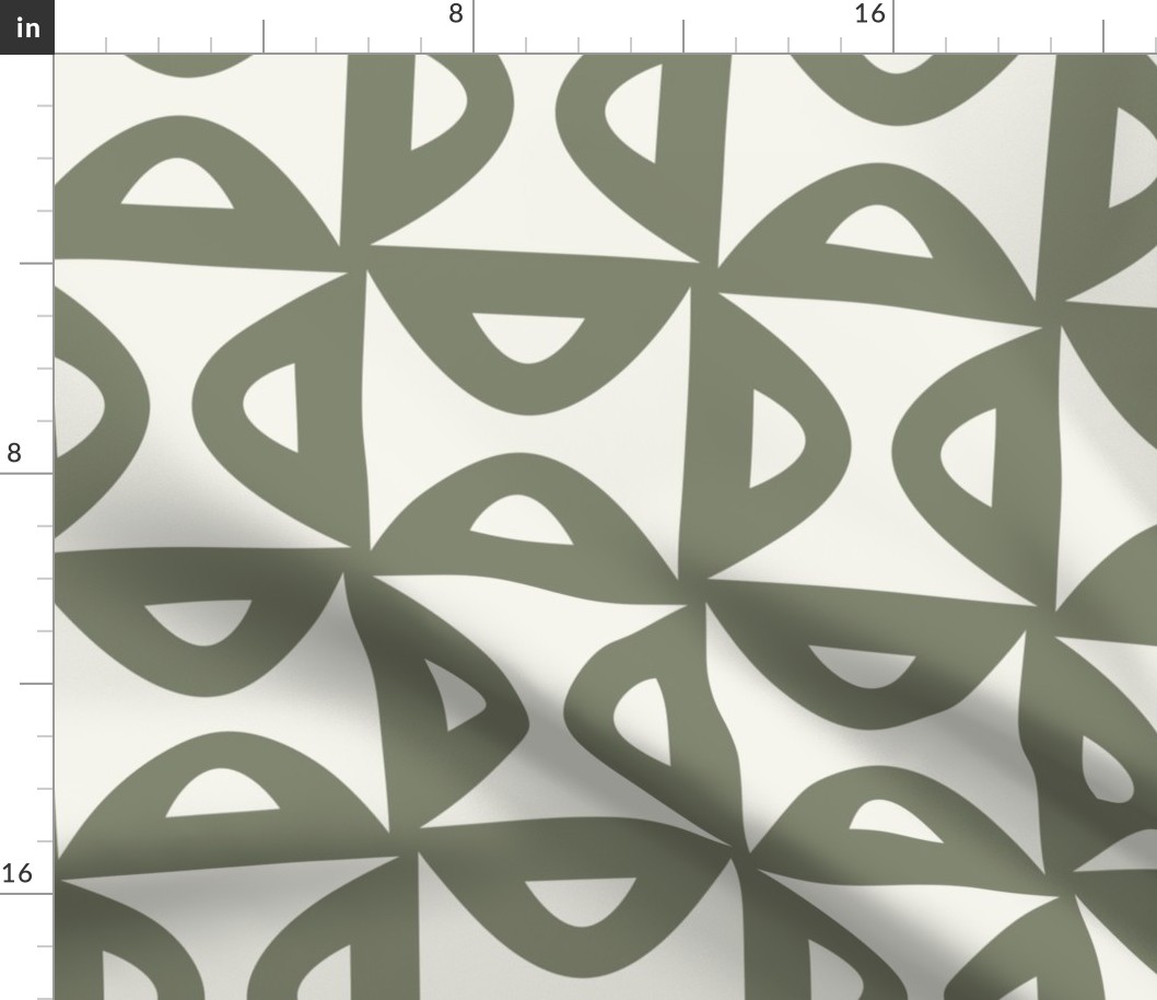 Olive And Beige Retro Geometric Wallpaper Bedlinen Design