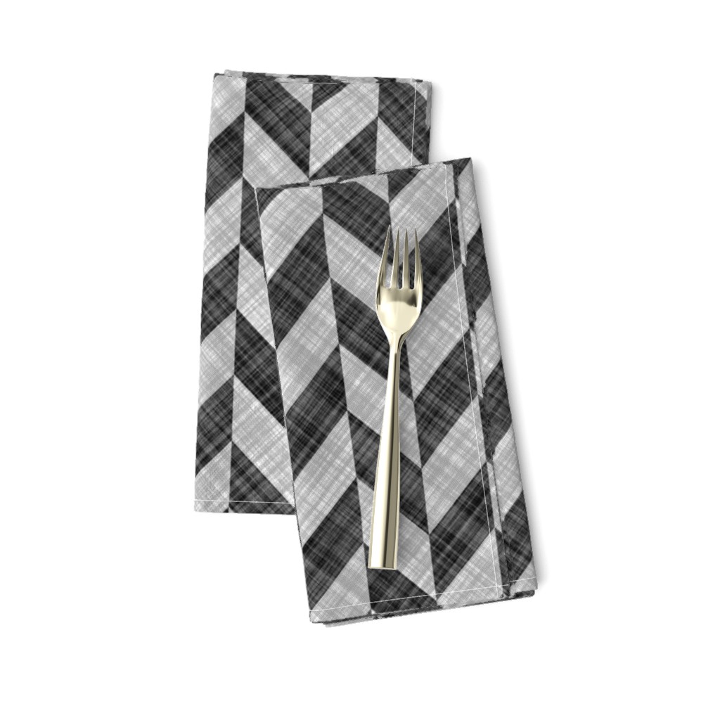 Chevron Linen - Zigzag Alternate - Black White