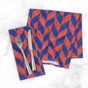 Chevron Linen - Zigzag Alternate - Blue Red