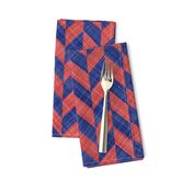 Chevron Linen - Zigzag Alternate - Blue Red