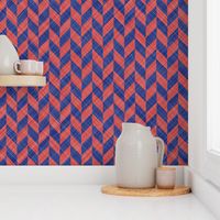 Chevron Linen - Zigzag Alternate - Blue Red