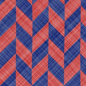 Chevron Linen - Zigzag Alternate - Blue Red