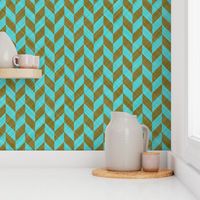 Chevron Linen - Zigzag Alternate - Brown Turquoise