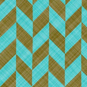 Chevron Linen - Zigzag Alternate - Brown Turquoise