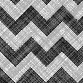 Chevron Linen - ZigZag - Black White