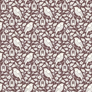 Birds And Lanterns In Deep Purple SMALL