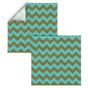 Chevron Linen - Zigzag - Brown Turquoise