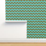 Chevron Linen - Zigzag - Brown Turquoise