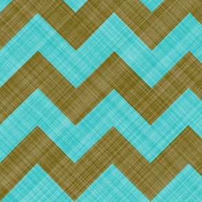 Chevron Linen - Zigzag - Brown Turquoise