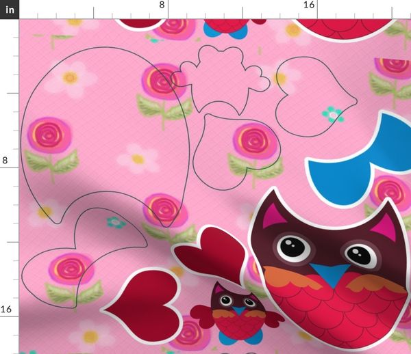 Pink Owl Cut-and-Sew Kit - Spoonflower