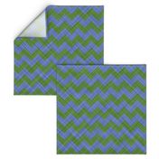 Chevron Linen - Zigzag - Green Blue