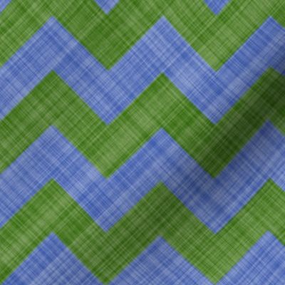 Chevron Linen - Zigzag - Green Blue