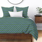 Chevron Linen - Zigzag - Green Blue