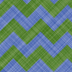 Chevron Linen - Zigzag - Green Blue