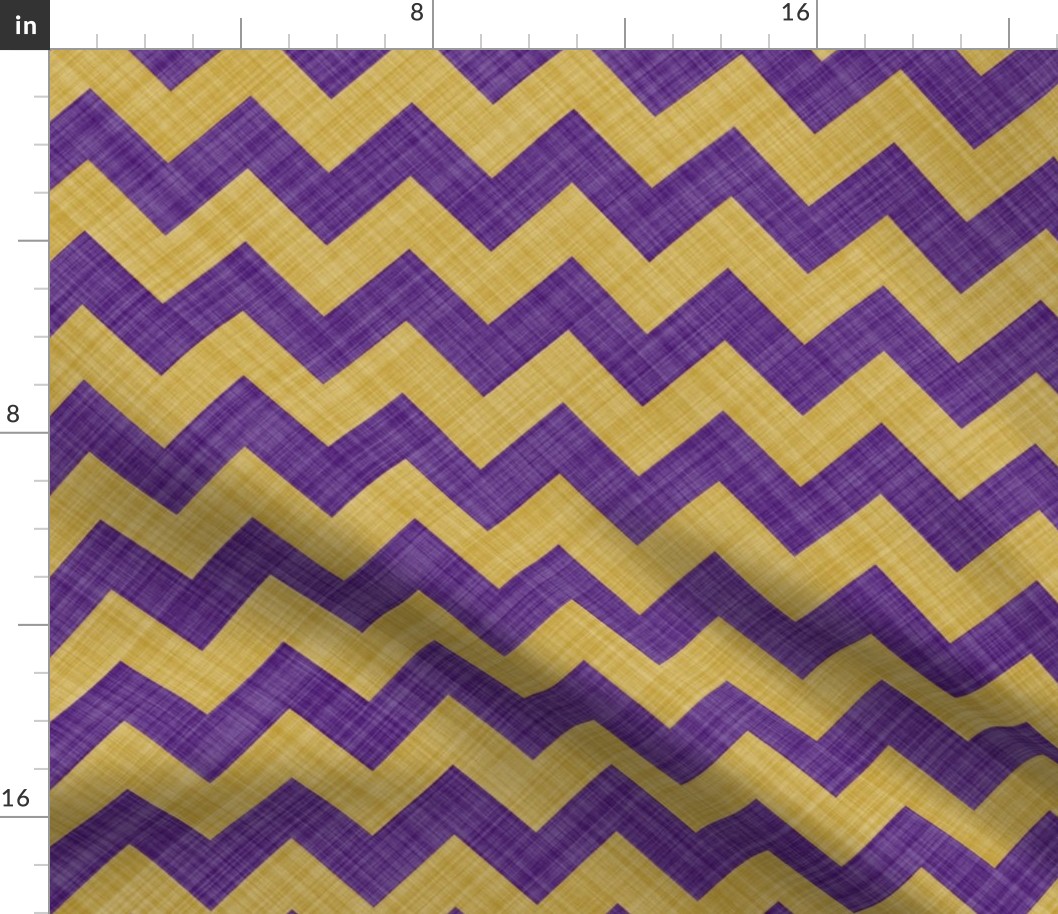 Chevron Linen - Zigzag - Purple Yellow
