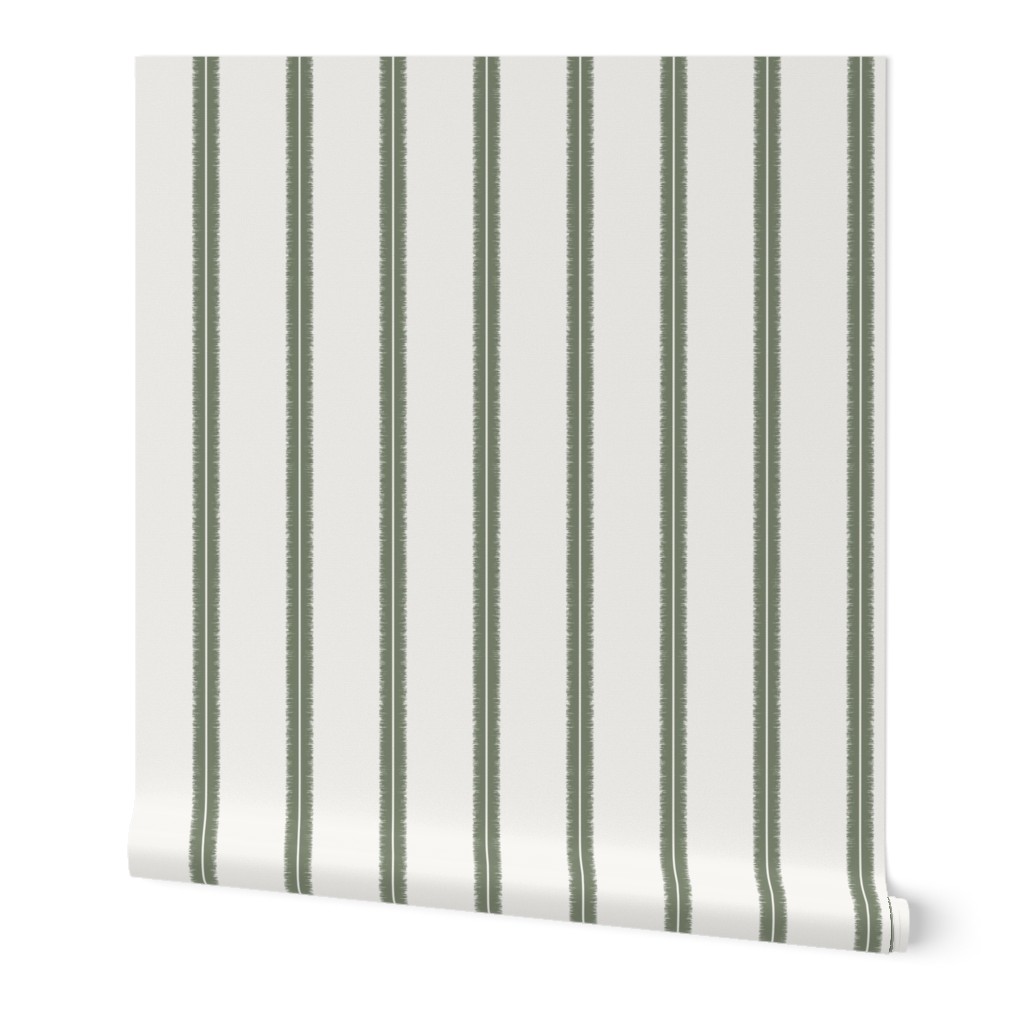 (M) Ikat stripes boho sage green and white