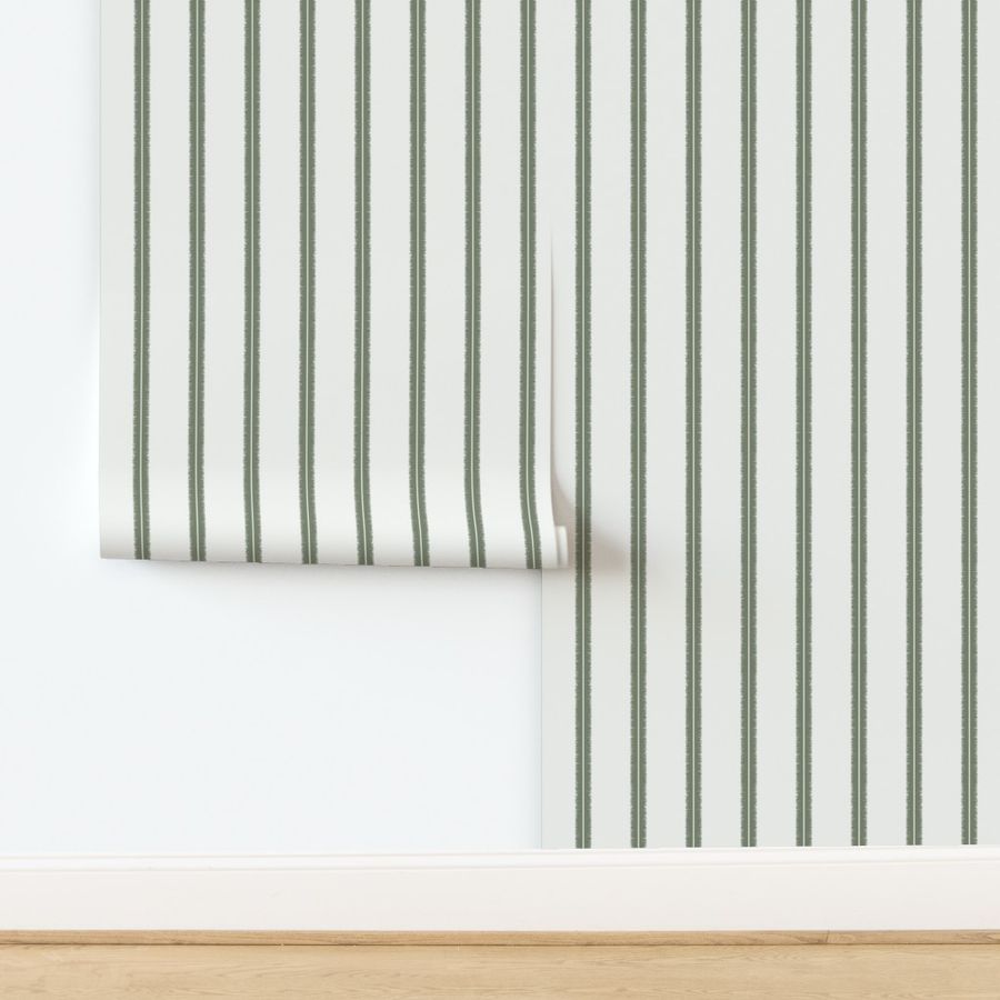 (M) Ikat stripes boho sage green and white