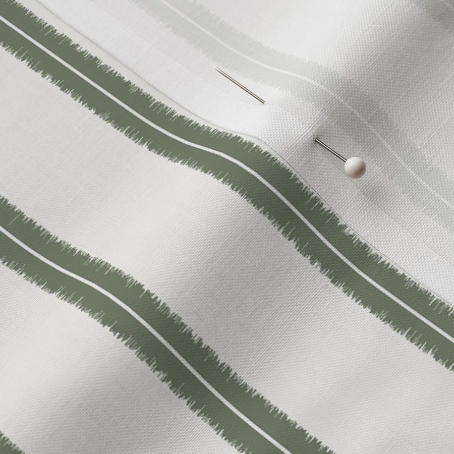 (S) Ikat stripes boho sage green and white