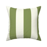 3 Inch Vertical Stripes Ivory White and Moss Green