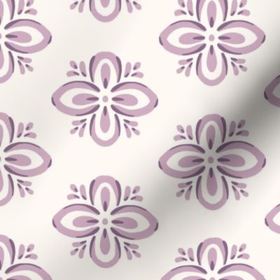 Bette Blockprint Blossom in Lilac Purple and White (Medium)