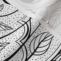 Black and White Detailed Doodle Line Art Drawing Seamless Pattern with Abstract Curls Florals