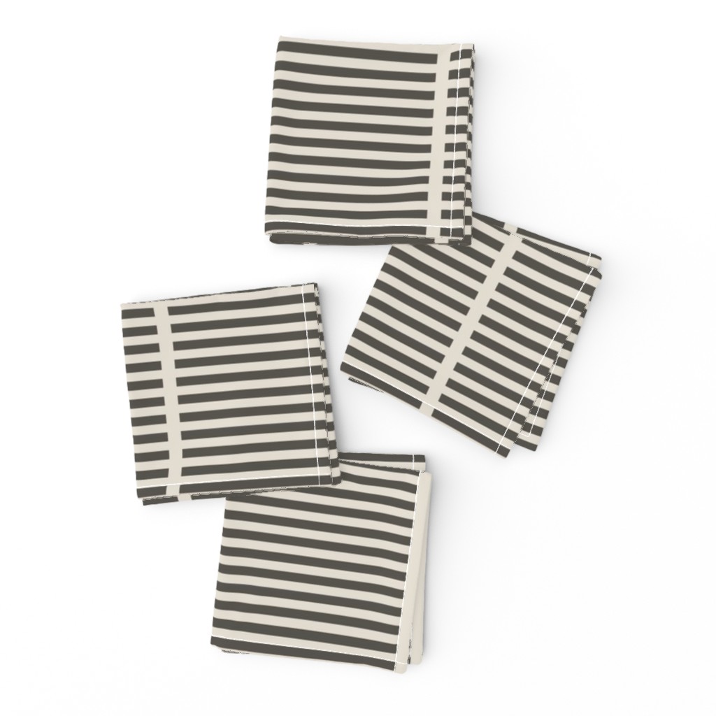 Dark charcoal brown and off white coastal and nautical minimal contrast panel stripe