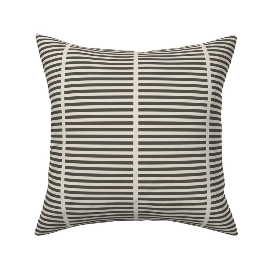 Dark charcoal brown and off white coastal and nautical minimal contrast panel stripe