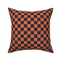 1" Checkerboard Charcoal and Terracotta