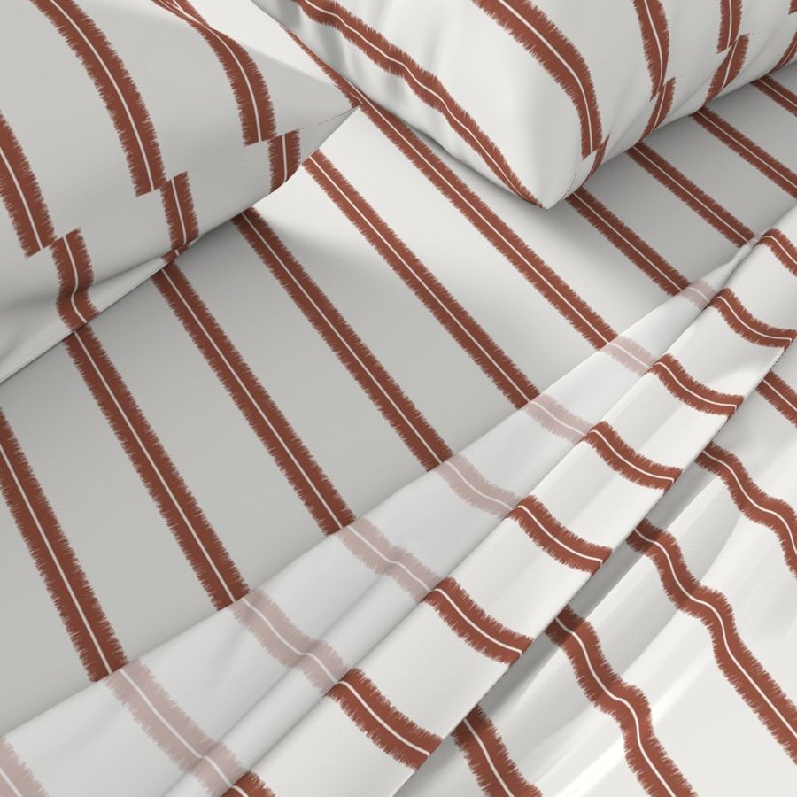 (M) Ikat stripes boho style rust and white