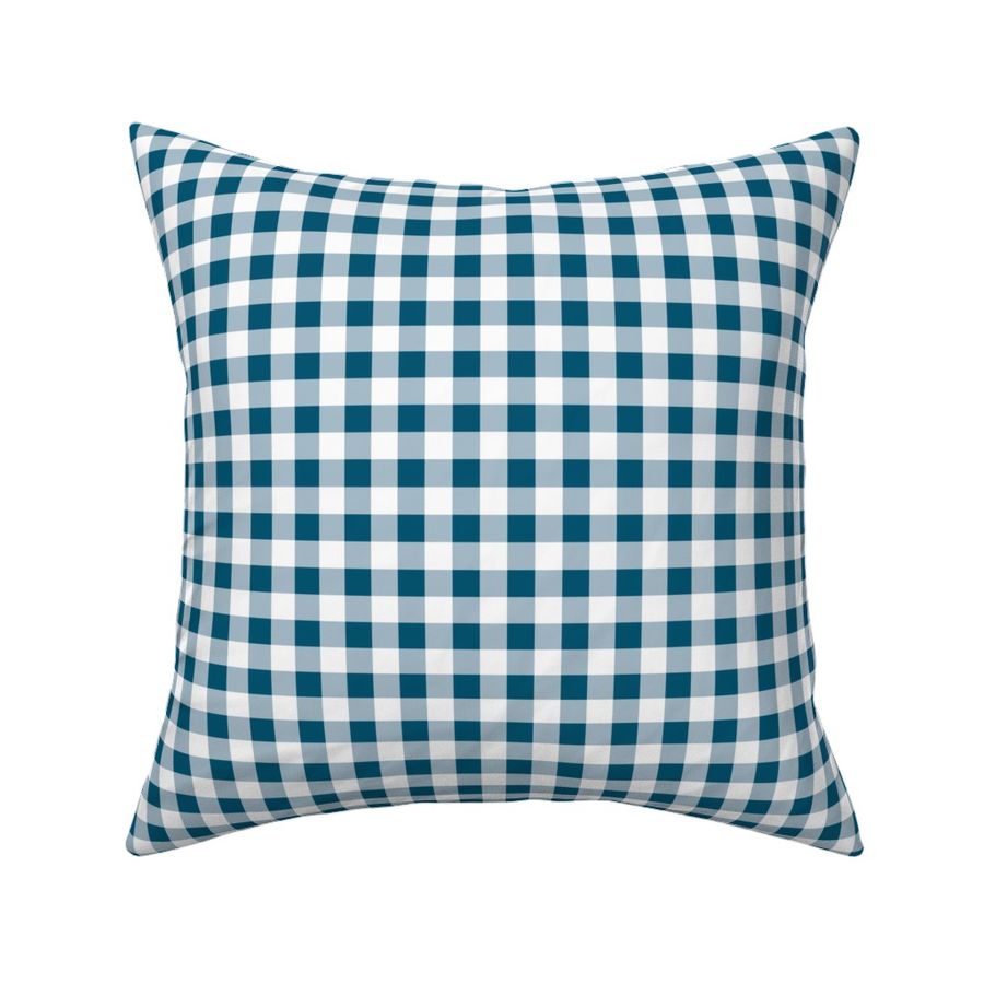 1/2" Classic Gingham Medium Winter Sky Blue and Deep Teal Small Scale