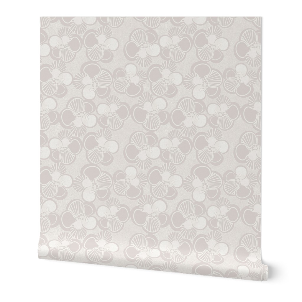 kaleidoscopic flowers mono - warm gray cream