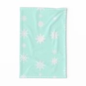 Snowflakes bright aqua 