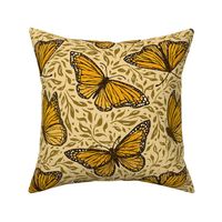 Papillon - 12" Autumn Monarch Butterflies and Leaves -  Light Warm Brown