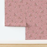 (M) Country House embroidery flowers rosewood pink