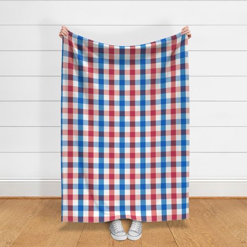 Large USA Gingham Check Pattern with Red, White, and Blue Accents