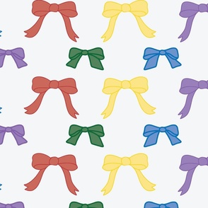 Colorful Bows in Stripes on Gray for Birthdays and Christmas