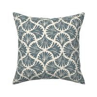 Large Block Printed Coastal Sea Shell Ogee in Smokey Blue | Geometric Modern