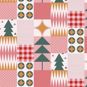 Holiday christmas patchwork - pink tones