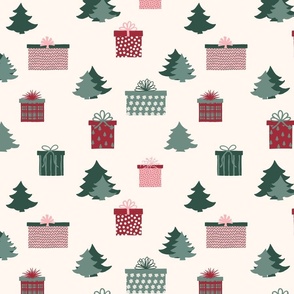 Christmas Trees and Presents on Cream | Medium