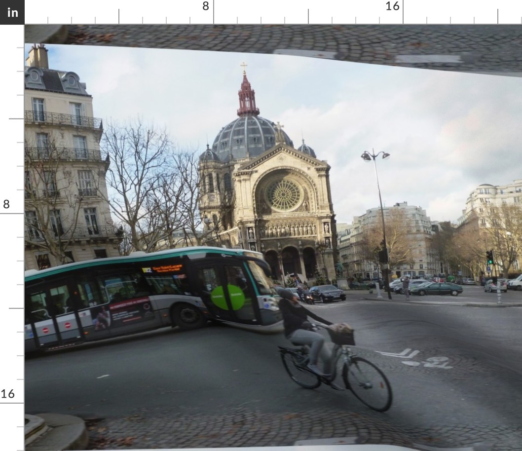 Cyclist and bus at St. Augustine, Paris