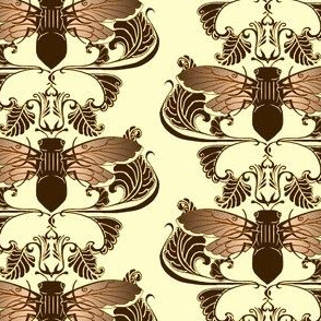 Chocolate Cicada Damask